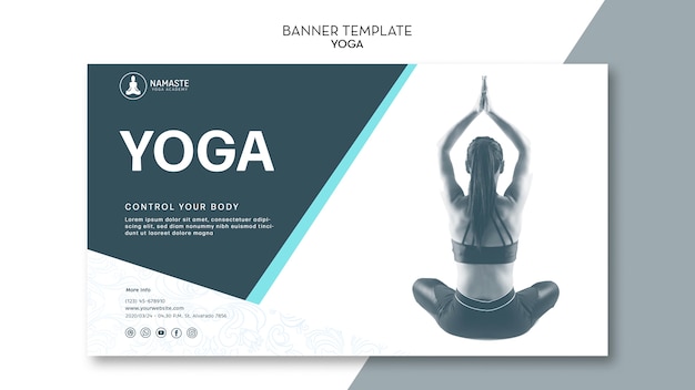 Modello di bandiera meditating femminile di classe di yoga