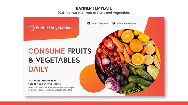 Modello di banner anno internazionale di frutta e verdura