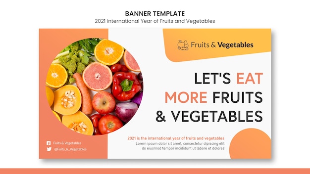 Modello di banner anno internazionale di frutta e verdura