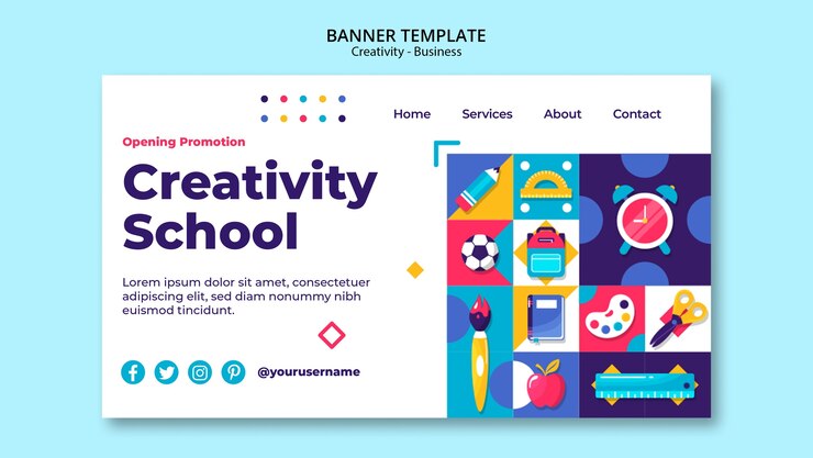 PSD gratuito modello di banner aziendale di creatività geometrica