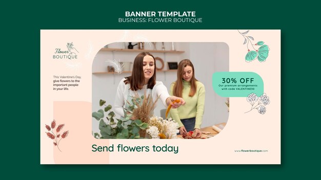 Modello di banner boutique di fiori con sconto