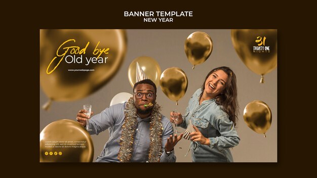 Modello di banner celebrativo del nuovo anno