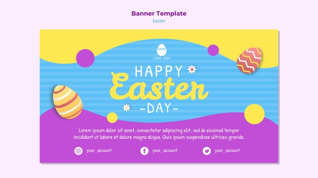 Modello di banner colorato per Pasqua