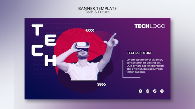 Modello di banner con design tecnologico