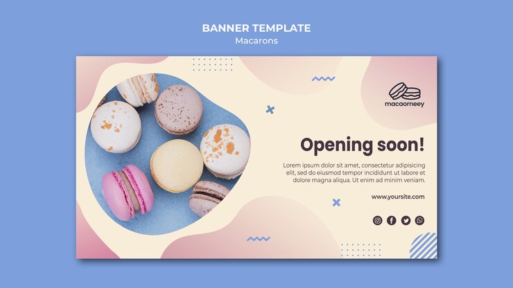 PSD gratuito modello di banner con macarons