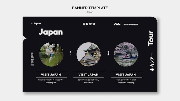 Modello di banner con tour della città giapponese