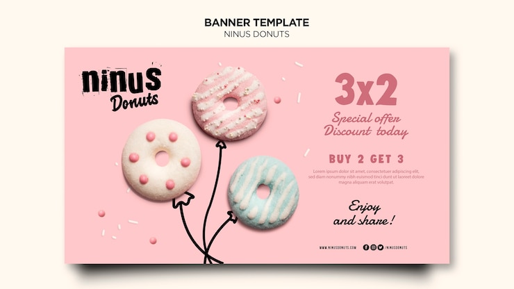 PSD gratuito modello di banner concetto di ciambelle