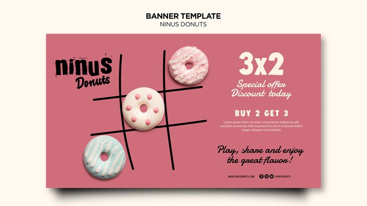 PSD gratuito modello di banner concetto di ciambelle
