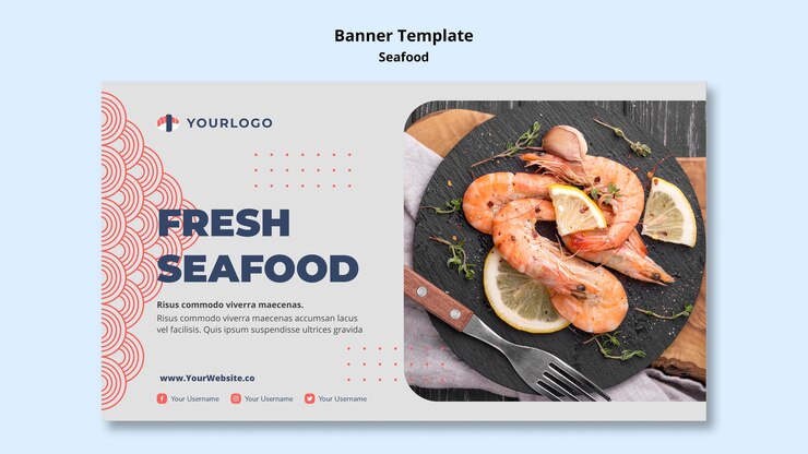PSD gratuito modello di banner concetto di frutti di mare