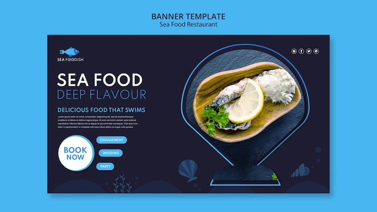 PSD gratuito modello di banner concetto di frutti di mare