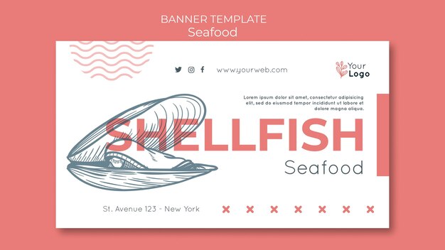 Modello di banner concetto di frutti di mare