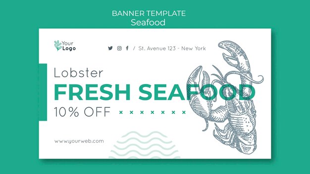 Modello di banner concetto di frutti di mare