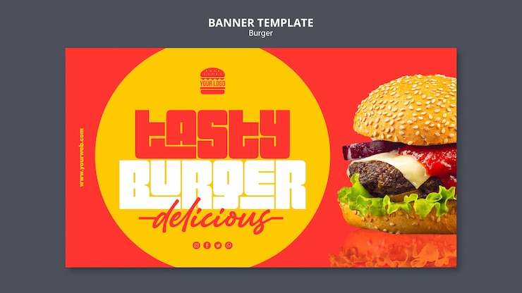 PSD gratuito modello di banner concetto di hamburger
