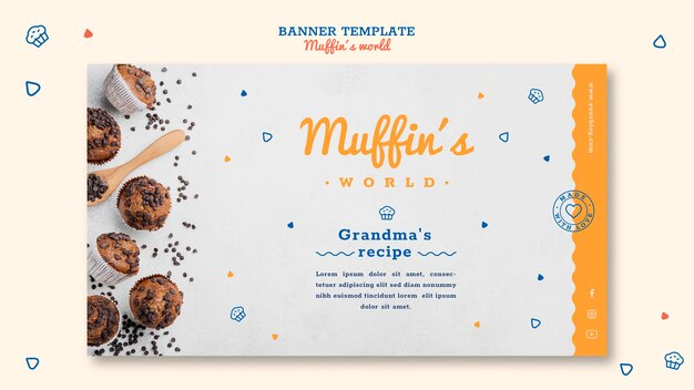 Modello di banner concetto di muffin