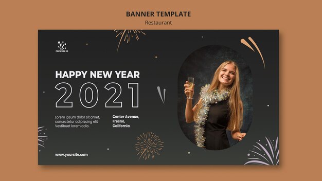 Modello di banner concetto di nuovo anno