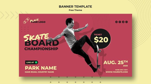 Modello di banner concetto di skateboard
