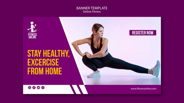 Modello di banner concetto fitness online