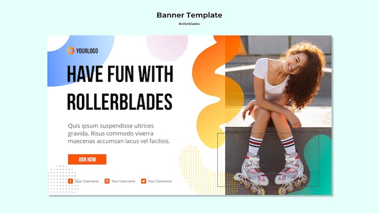 PSD gratuito modello di banner concetto rollerblades