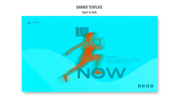 PSD gratuito modello di banner concetto sport & tecnologia