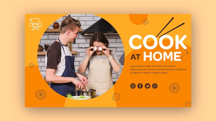 PSD gratuito modello di banner cucinare a casa