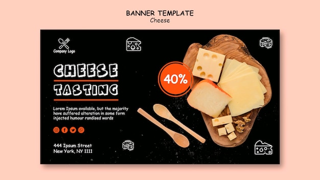 Modello di banner degustazione di formaggi
