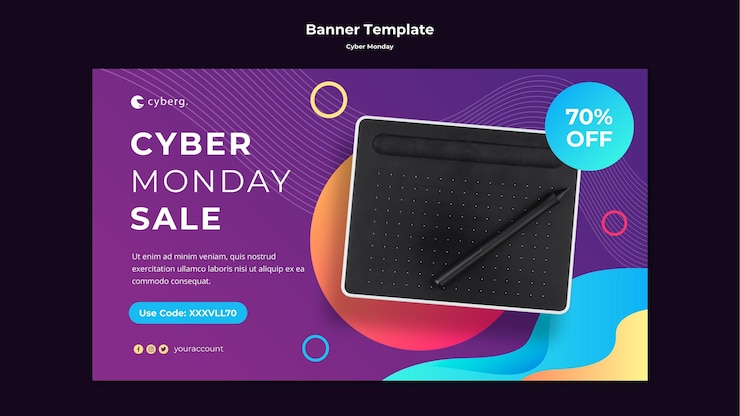PSD gratuito modello di banner del cyber lunedì