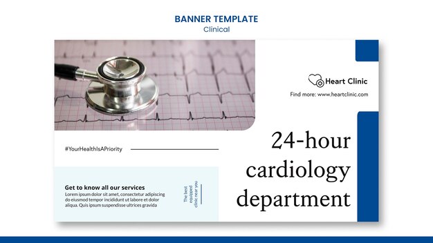 Modello di banner del dipartimento di cardiologia con foto