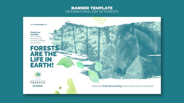 Modello di banner del giorno delle foreste con foto