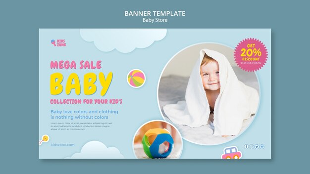 Modello di banner del negozio di bambini