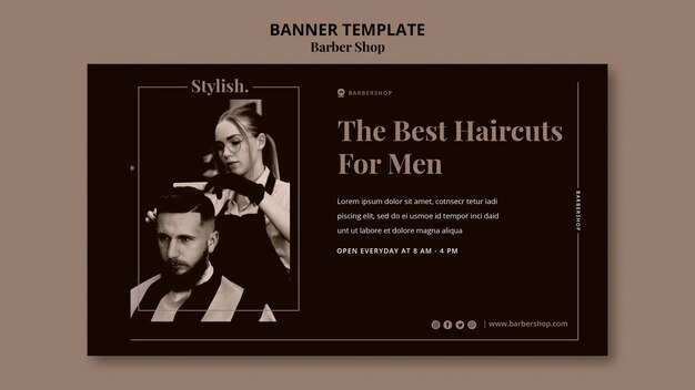 Modello di banner del negozio di barbiere