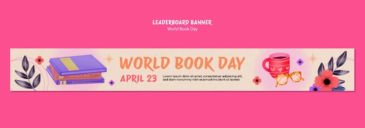 PSD gratuito modello di banner della classifica della celebrazione della giornata mondiale del libro