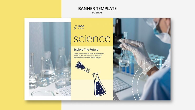 PSD gratuito modello di banner della conferenza scientifica disegnato a mano