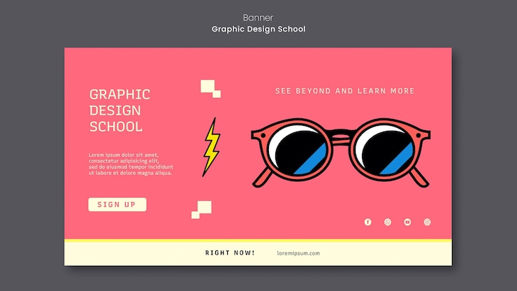 PSD gratuito modello di banner della scuola di progettazione grafica