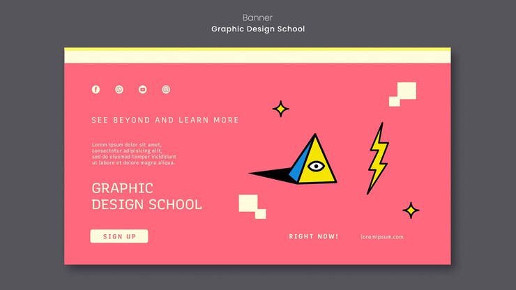 PSD gratuito modello di banner della scuola di progettazione grafica