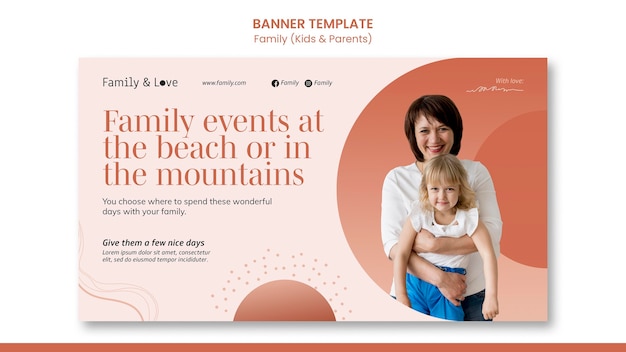 Modello di banner design familiare