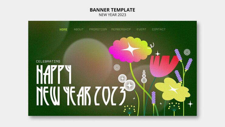 PSD gratuito modello di banner design piatto nuovo anno 2023