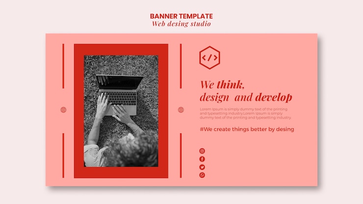 PSD gratuito modello di banner design web studio