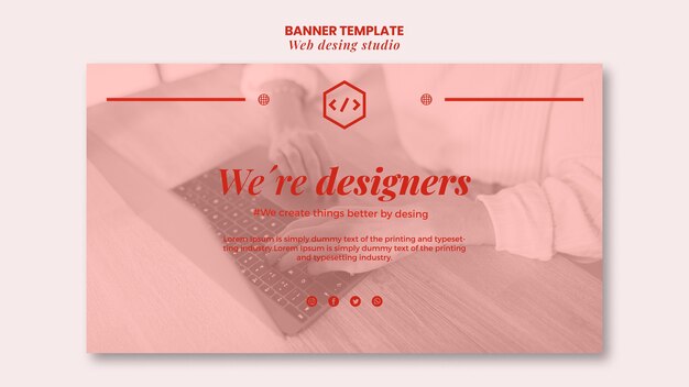 Modello di banner design web studio