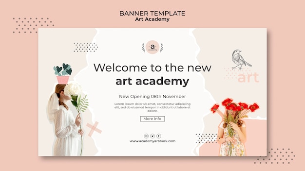 Modello di banner di apertura dell'Accademia d'arte