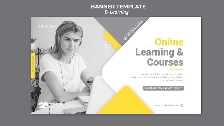 PSD gratuito modello di banner di apprendimento elettronico