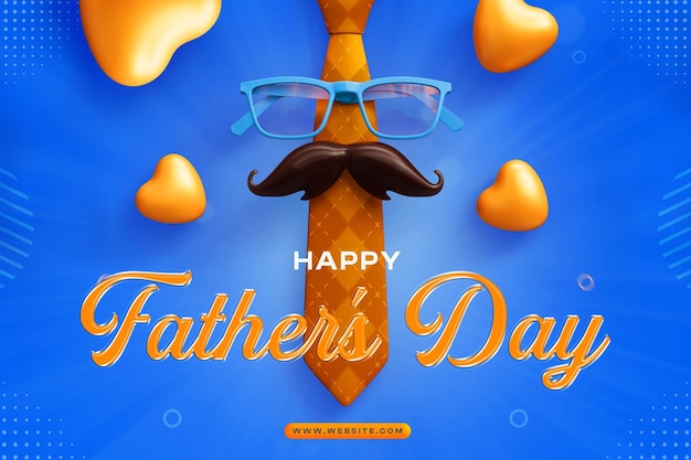 Modello di banner di auguri per la Festa dei Padri con simboli di papà