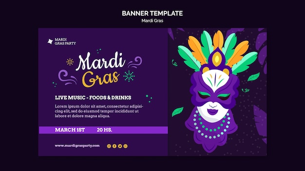 Modello di banner di carnevale di martedì grasso