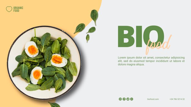 Modello di banner di cibo bio con foto