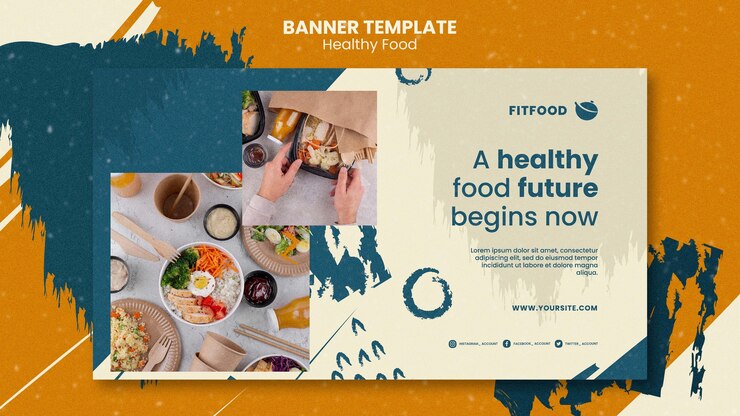 PSD gratuito modello di banner di cibo sano e gustoso