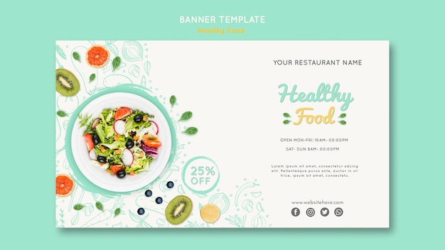 Modello di banner di cibo sano