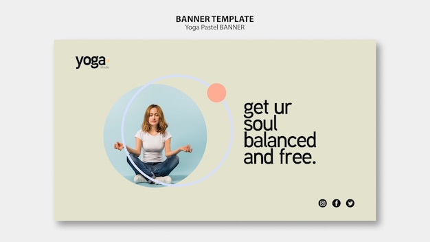 Modello di banner di classe yoga mente e corpo