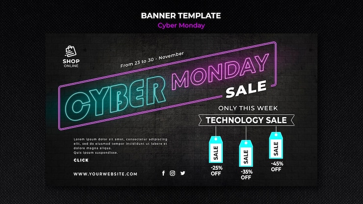 PSD gratuito modello di banner di concetto di cyber lunedì