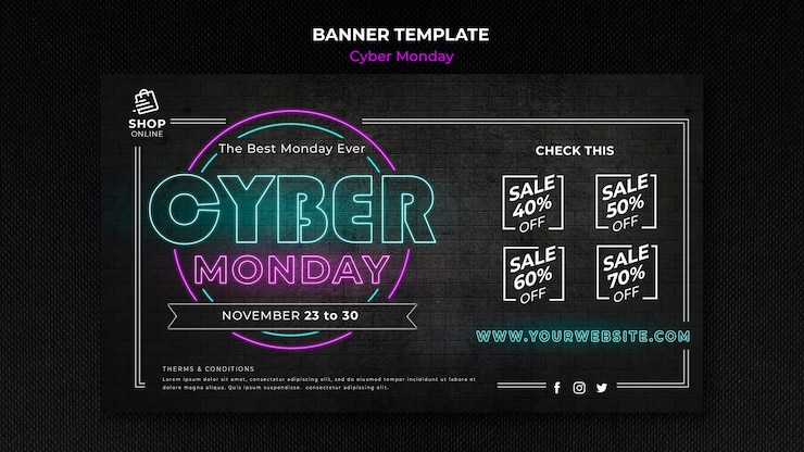 PSD gratuito modello di banner di concetto di cyber lunedì