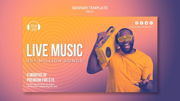 Modello di banner di concetto di musica