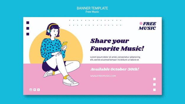 Modello di banner di concetto di musica